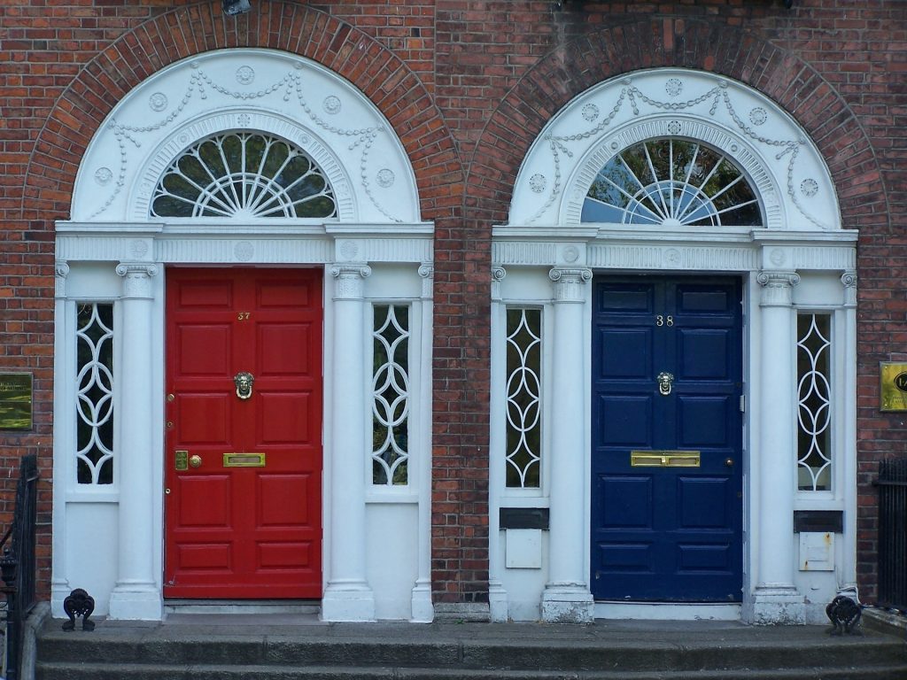 blue and red door