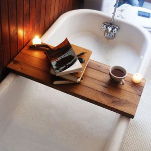 bathtub, book and tea